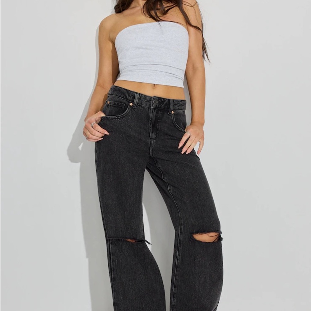 Garage wide leg Jambe jeans with Knee Rips